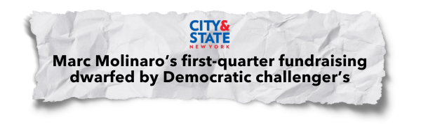 "Marc Molinaro's first-quarter fundraising dwarfed by Democratic challenger's" - City & State New York