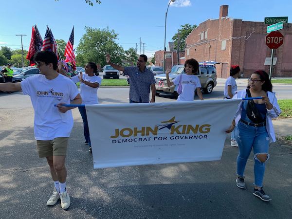 Marching in a July 4th parade!