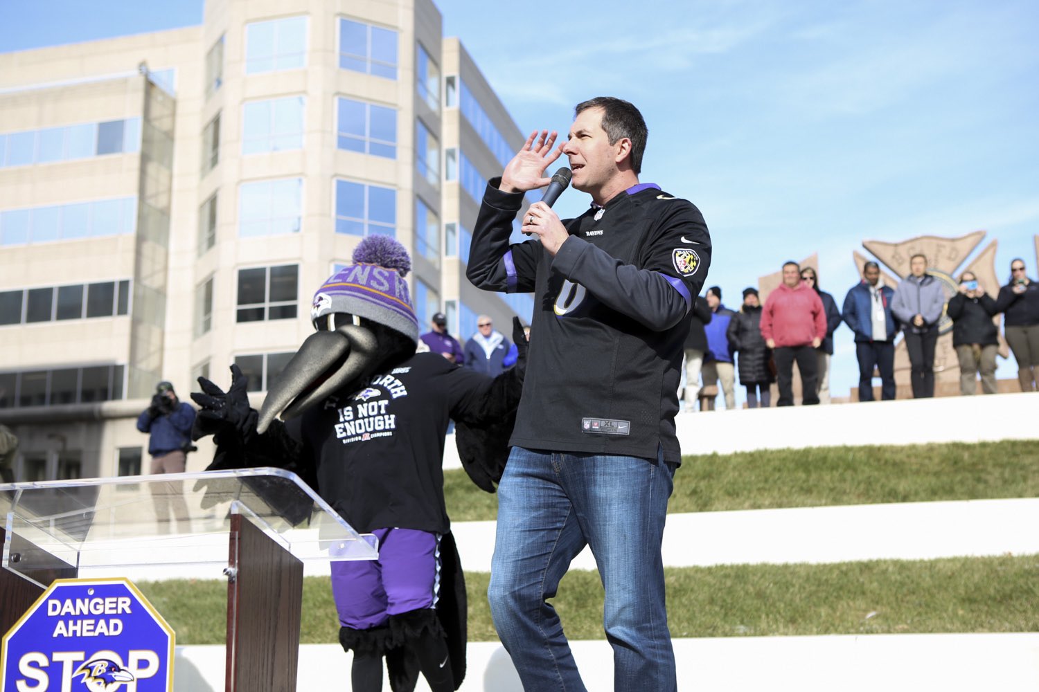 Johnny in a Ravens jersey.