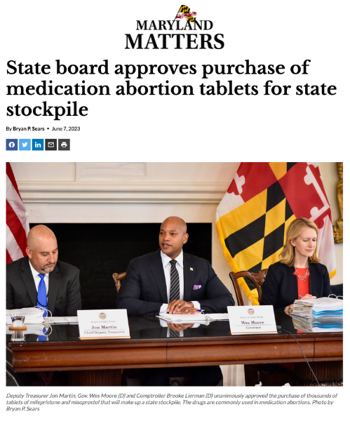 "State board approves purchase of medication abortion tablets for state stockpile" - Maryland Matters