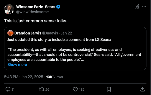 Tweet by Winsome Earle-Sears - "This is just common sense folks."