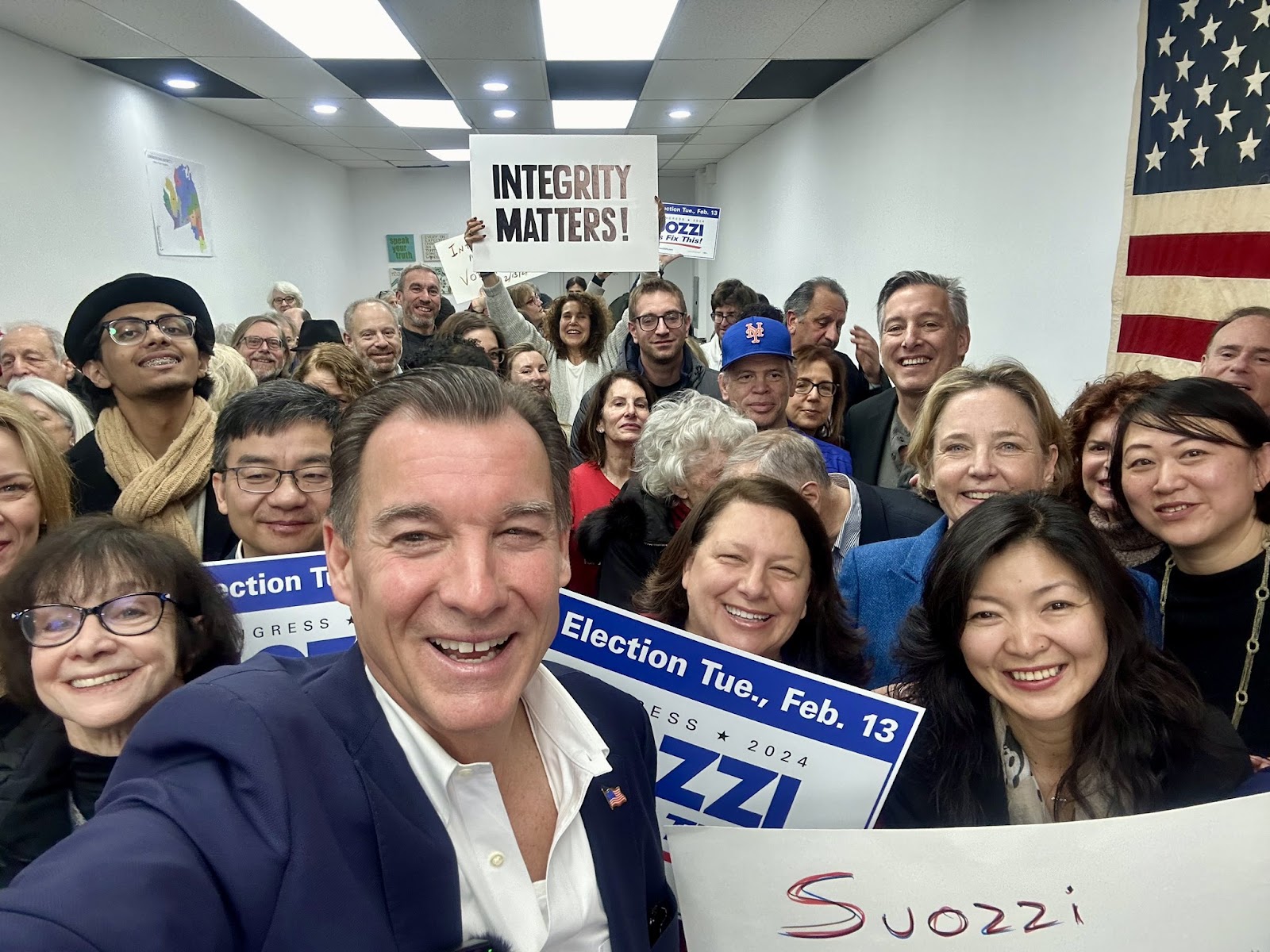 Selfie photo of Tom Suozzi and team.