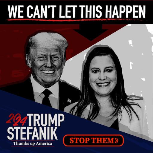 Graphic featuring Donald Trump and Elise Stefanik on a hypothetical campaign ticket.