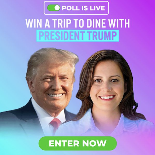 Elise Stefanik Ad: "Win a trip to dine with President Trump. Enter Now"