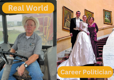 Real World | Career Politician, Graphic contrasting Don and Derek