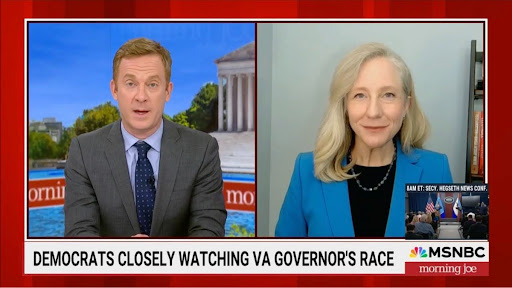 Abigail on Morning Joe with chryon - "Democrats closely watching VA Governor's race"