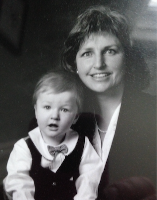 Baby photo of Sam and his mom, Katherine