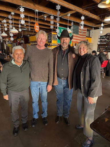 Sam on the Trail Talking with Supporters