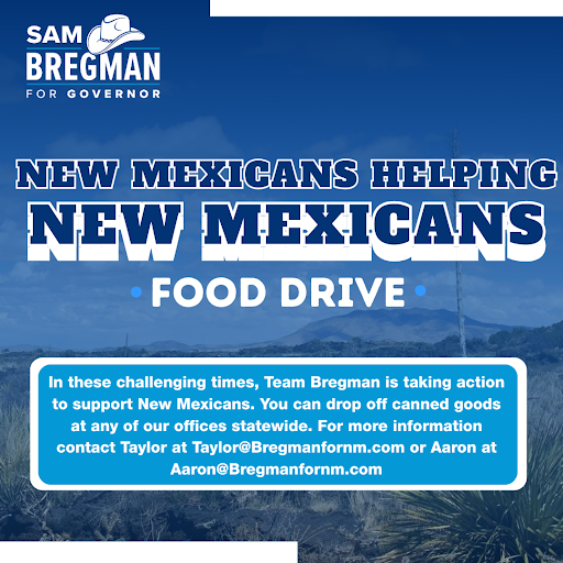 Sam Bregman campaign food drive flier 