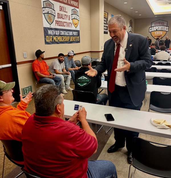 Sam Bregman visiting the Carpenters Union.