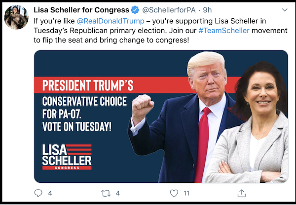 Lisa Scheller Tweet: Trump's Conservative Choice for PA-07