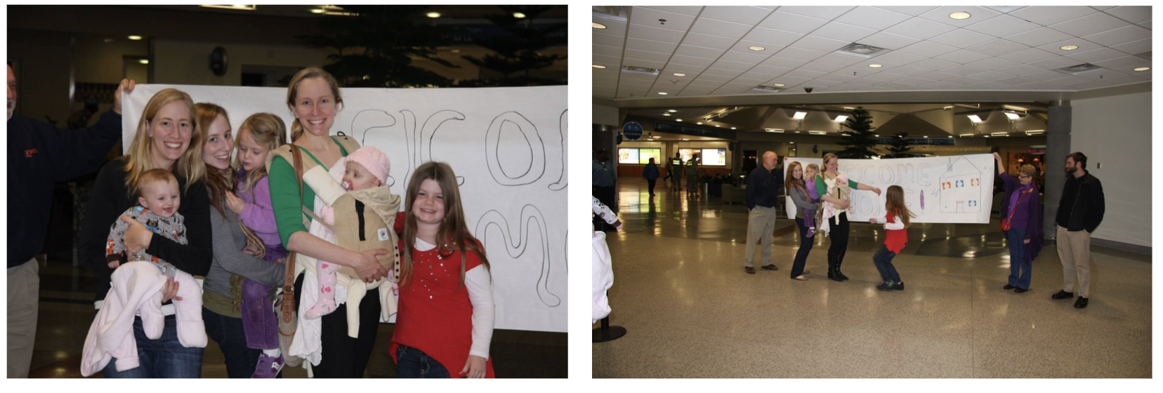 Abigail and her family at Richmond Airport