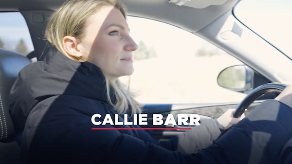 Screenshot of TV Ad: Callie in car.