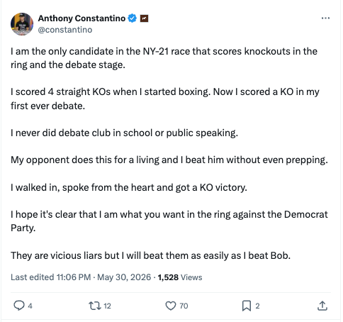 Constantino posts about the debate