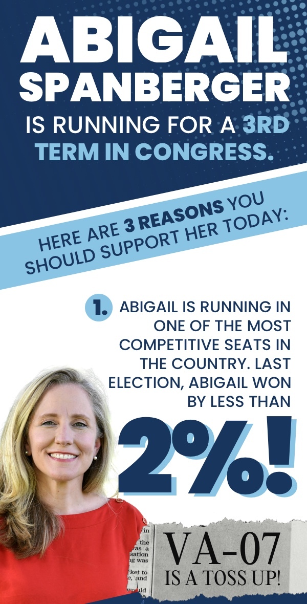 Three reasons to support Abigail Spanberger