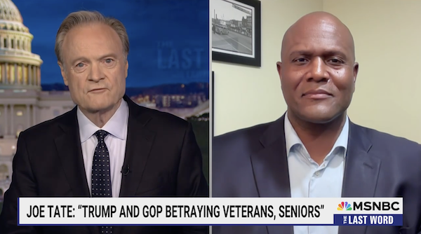 Screenshot of Joe Tate speaking with Lawrence O'Donnell on MSNBC