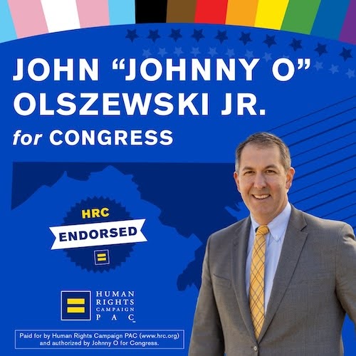 Johnny O endorsed by Human Rights Campaign!