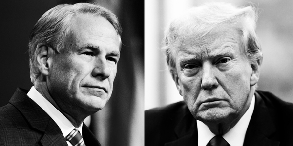 Side-by-side headshot of Greg Abbott and Donald Trump