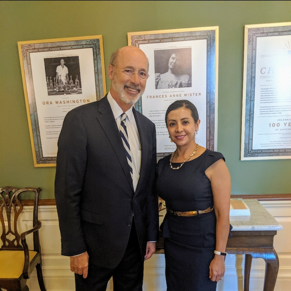 Carol with Governor Wolf