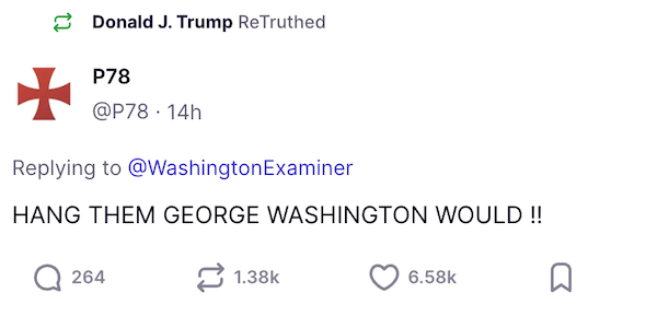 Donald Trump on Twitter: "HANG THEM GEORGE WASHINGTON WOULD"
