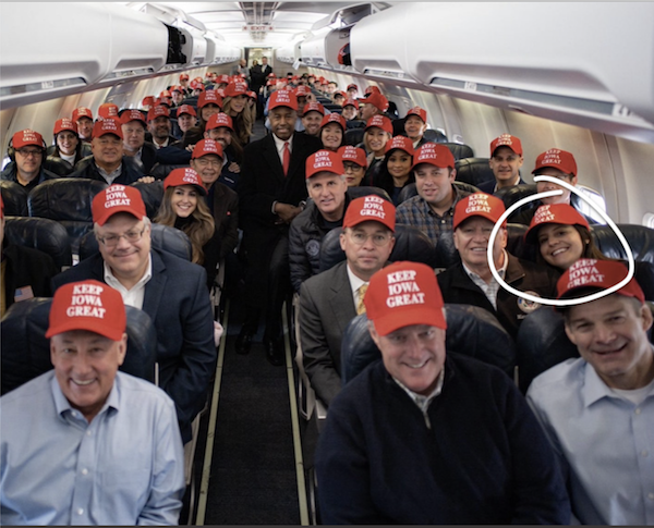 Stefanik on the plane back from Iowa