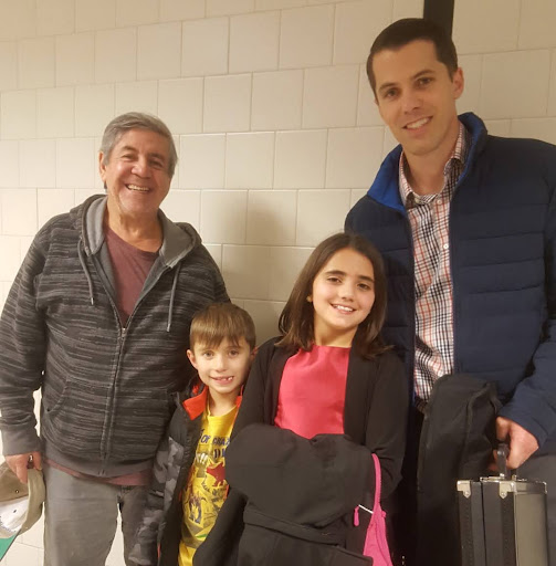 Carol's husband and her father with Carol's kids