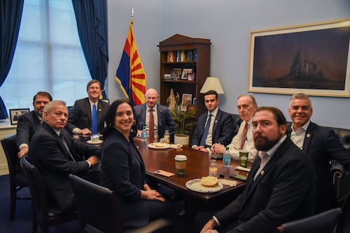 Arizona Congresswoman Yassamin Ansari, Emerge Class of 2020, at the table with the rest of the Arizona Congressional Delegation. 